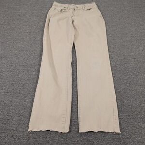 Levis 505 Straight Jeans Womens 30x32 Beige Light Wash Mid Rise Raw Hem Stretch